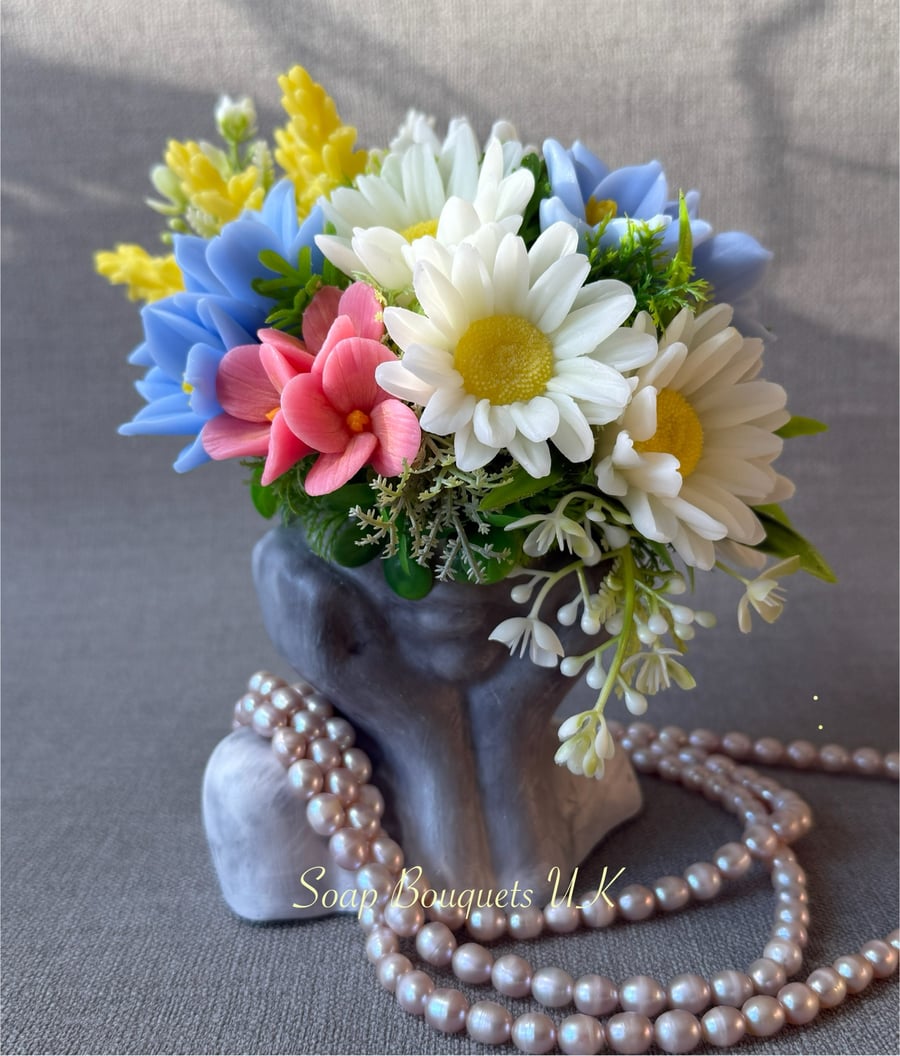Soap Flowers: Luxurious Wildflower Bouquet. Perfect Vegan Spa Gift for Her