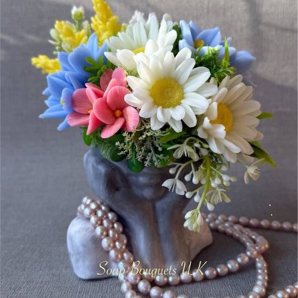 Soap Flowers: Luxurious Wildflower Bouquet. Perfect Vegan Spa Gift for Her