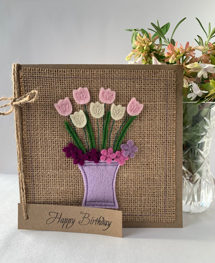 Handmade Birthday Card. Delicate pastel flowers. Keepsake card.