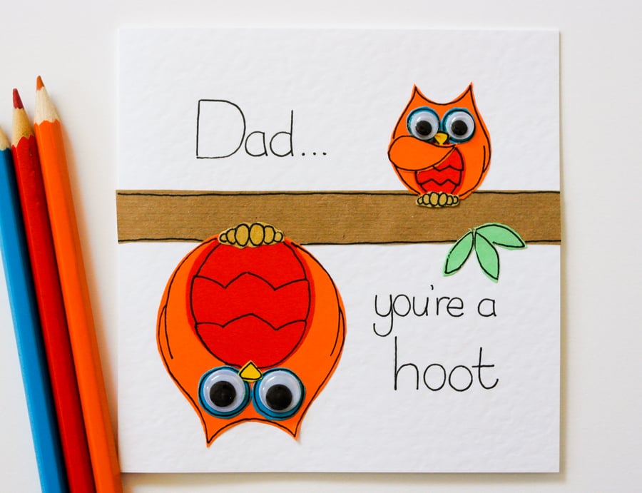 Greeting Card - Dad you're a Hoot Fathers Day Card - Two Owls