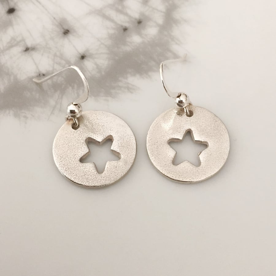 Silver star earrings, Silver earrings