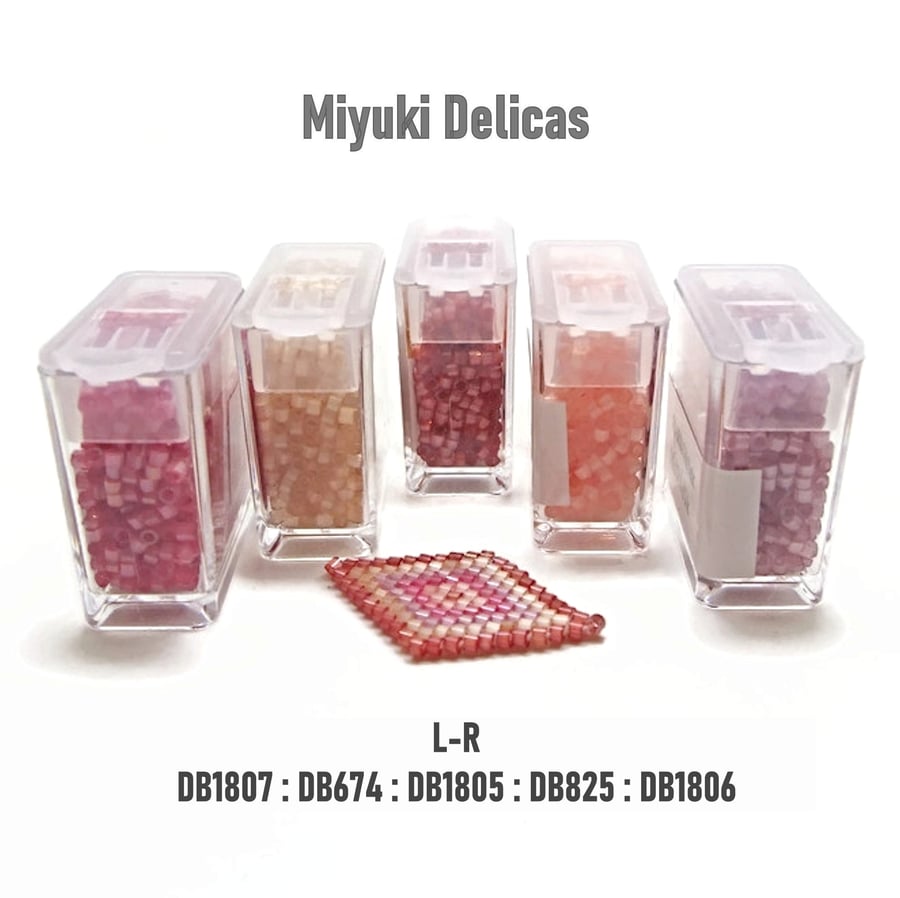 25g Miyuki Delica Seed Beads Silk Satin Mix, 5x 5g Tubs for Loom & Hand Beading