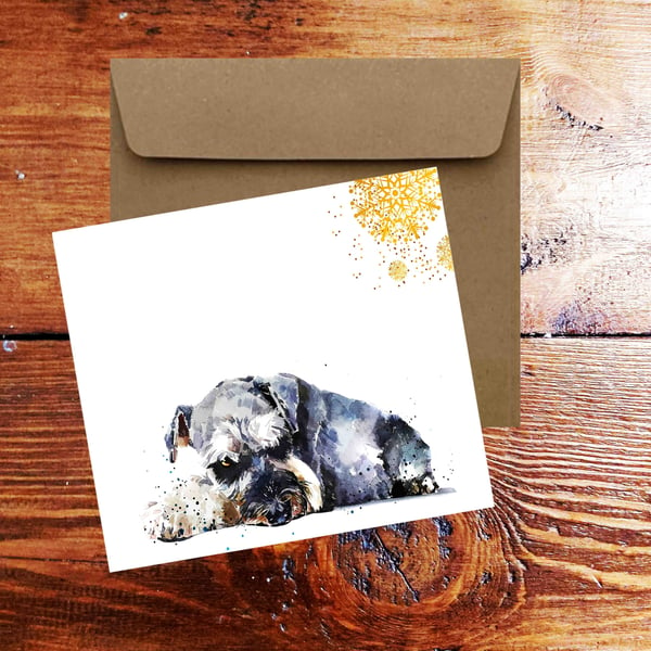 Schnauzer Terrier Square Christmas Card(s) Single Pack of 6.Schnauzer Terrier ca