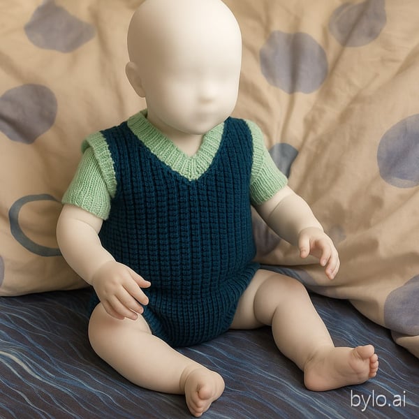 Boys jumper in Blue Whale and Mint green