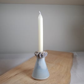 CERAMIC FRILLY CANDLE STICK - GLAZED IN OFF WHITE