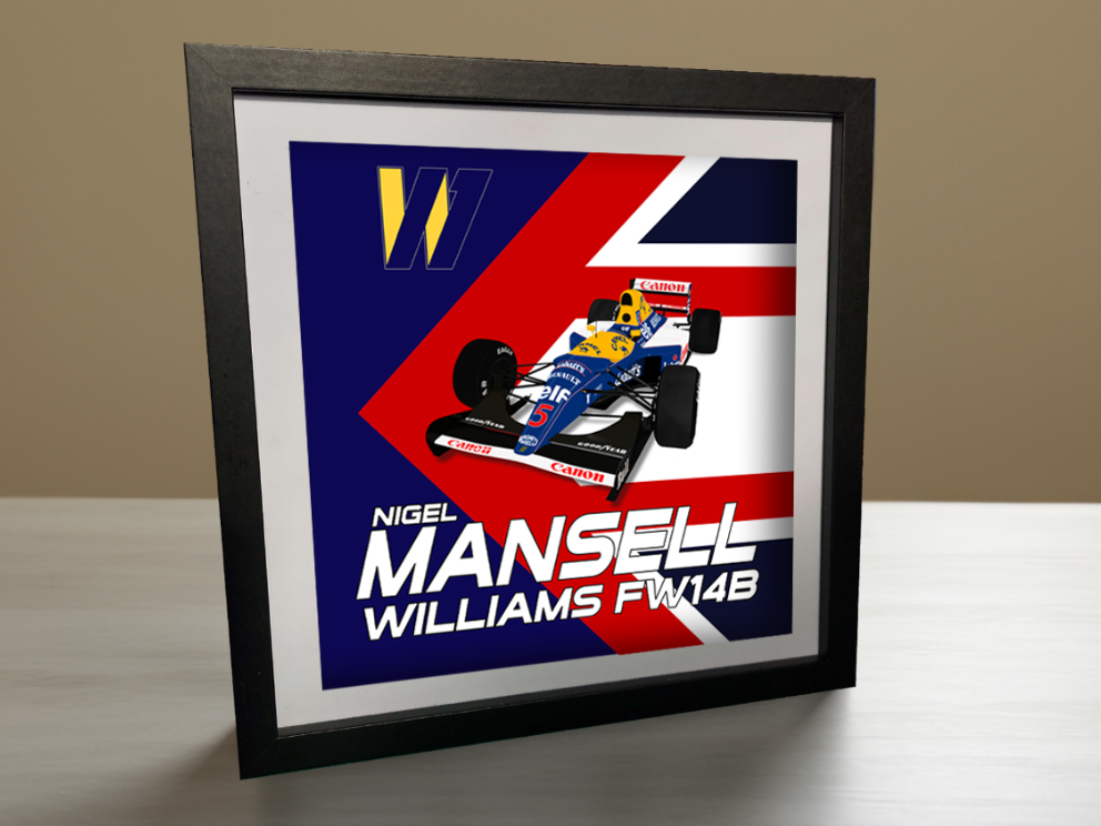 Nigel Mansell Williams FW14B 1992 F1 Champion Helmet Print Frame Wall Art