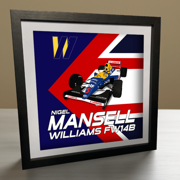 Nigel Mansell Williams FW14B 1992 F1 Champion Helmet Print Frame Wall Art