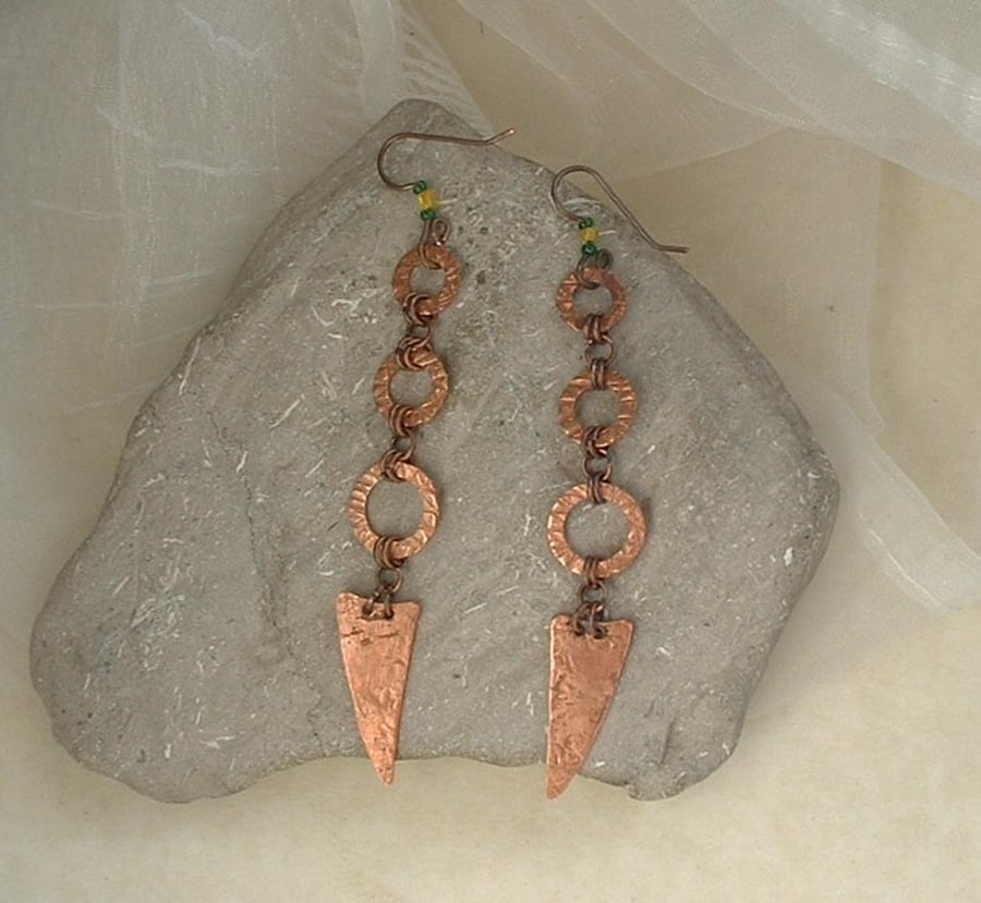 Rustic Copper Tribal Dangle Earrings