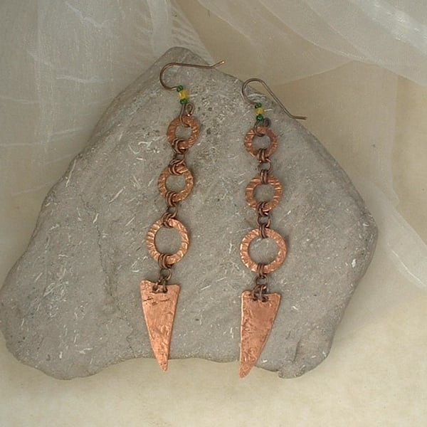 Rustic Copper Tribal Dangle Earrings
