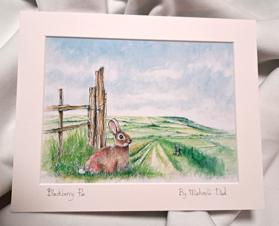 Watercolour print of a Southdowns Sussex Rabbit