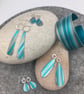Turquoise and grey anodised aluminium striped cuff - Image 5