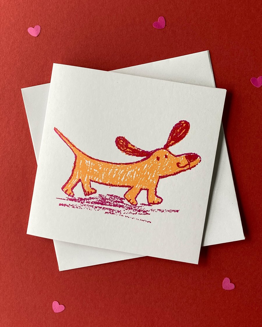 Happy Sausage Dog Orange by Jo Brown Happy Tomato 