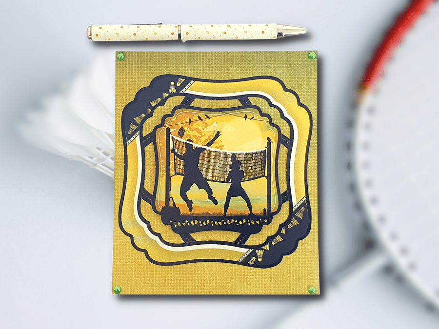 Badminton Scene Easel Greeting Card, You're A Perfect Match