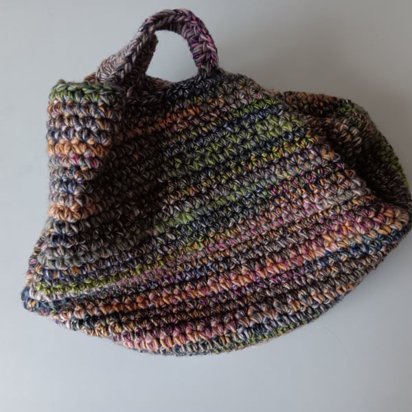 Crochet Basket Bag (Dark Earth) - holds so much!