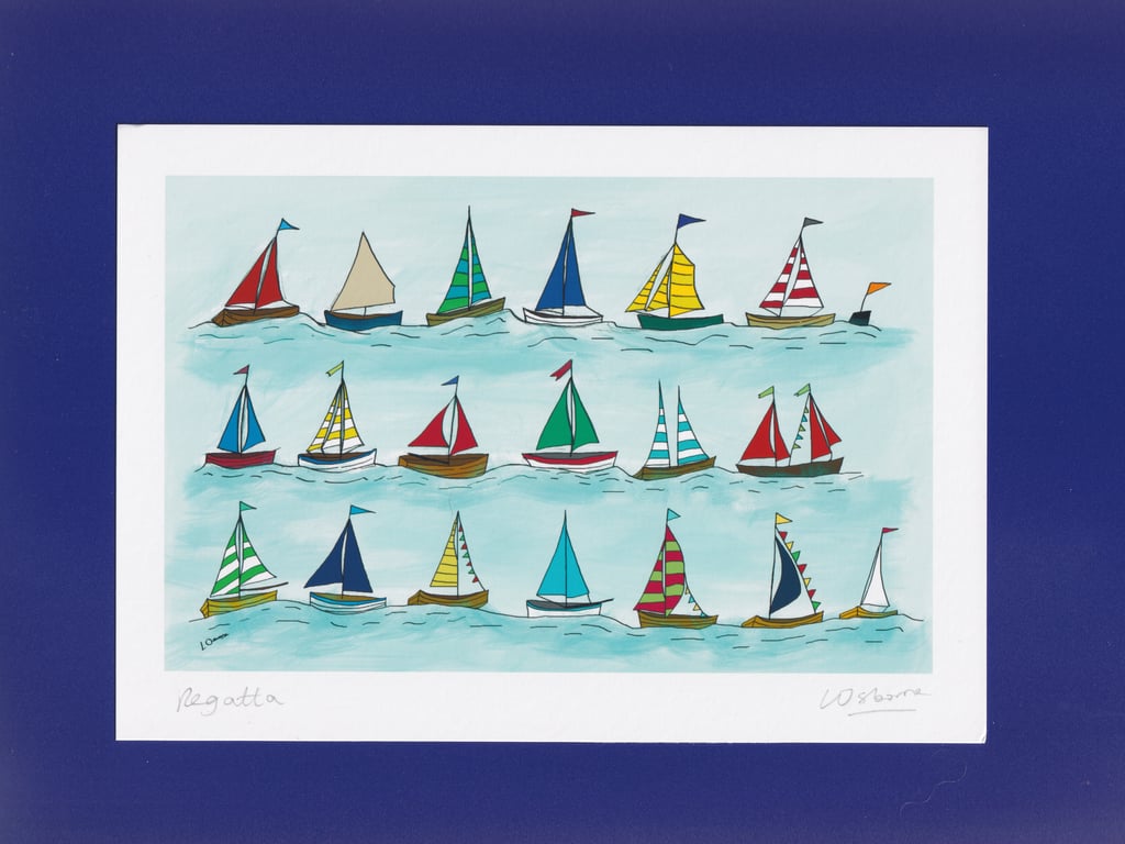 Regatta - A5 print of boats - yachts and sailing