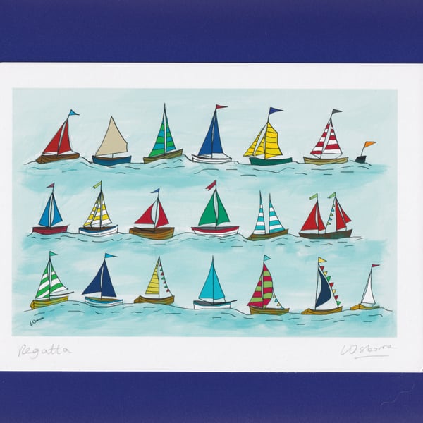 Regatta - A5 print of boats - yachts and sailing
