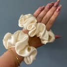 2 pure silk scrunchies. Colour clotted cream Perfect bridal accessory. 