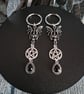 Gothic Bat Pentagram Witchy Hoop Earrings - Image 2