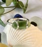 Handcrafted Sterling Silver Tension Set Green Sea Glass Ring, Elegant minimalist