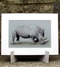 Browsing Rhino - Original Coloured Pencil Drawing - Image 1