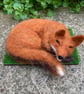  Fox, felt animal sculpture, needle felted sleeping fox model - Image 1