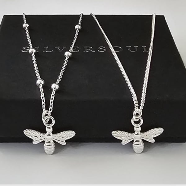 Sterling Silver Bee Charm Necklace, 925