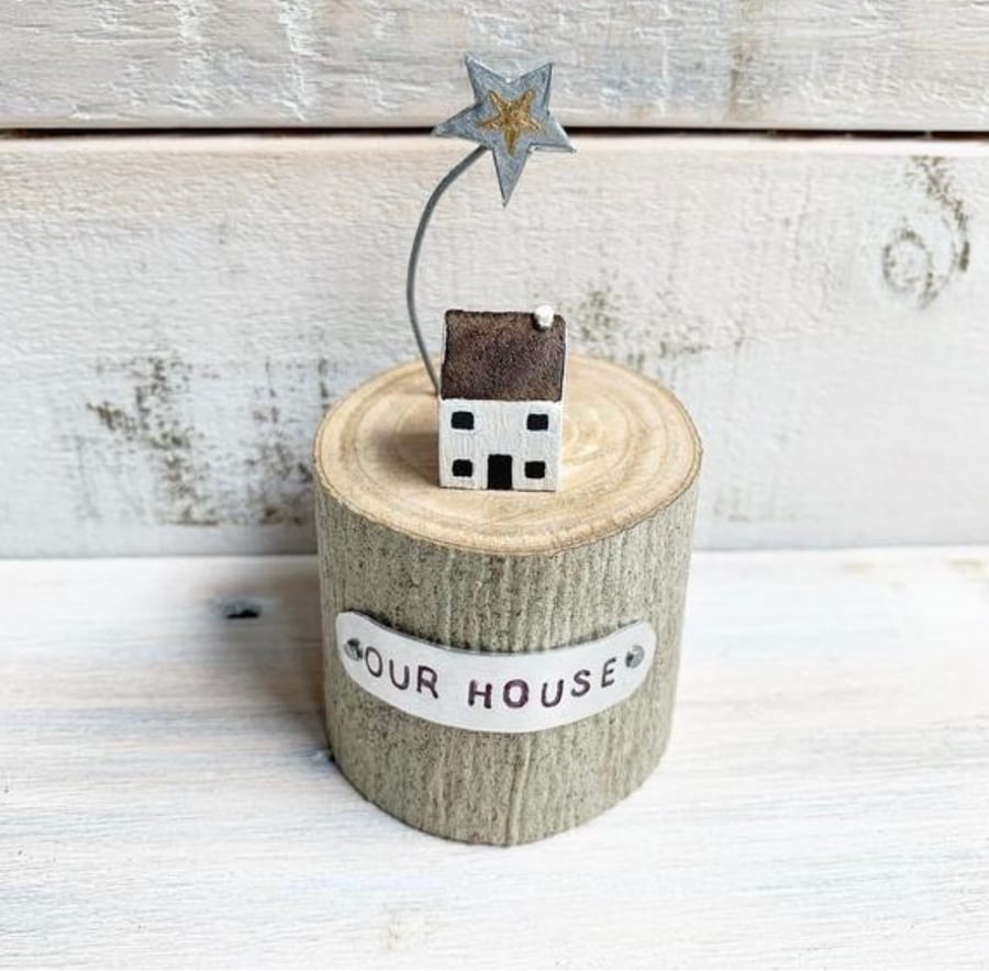 Miniature Wooden House with Star