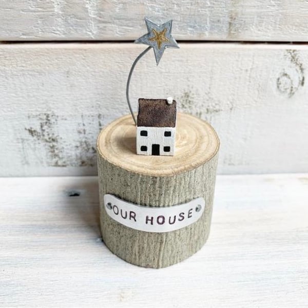 Miniature Wooden House with Star