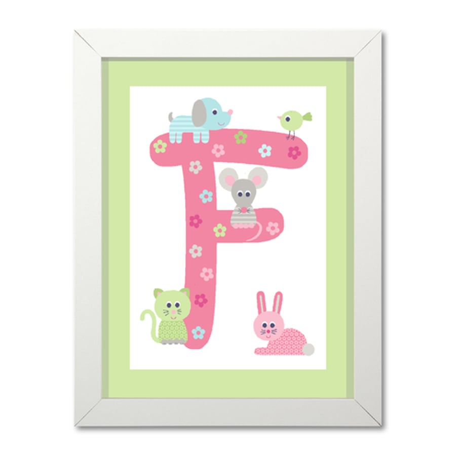 Childrens Personalised Animal Nursery Print.