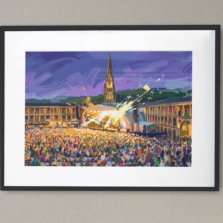 A4 Framed (choice of colours) Concert Night at Halifax Piece Hall Art Print
