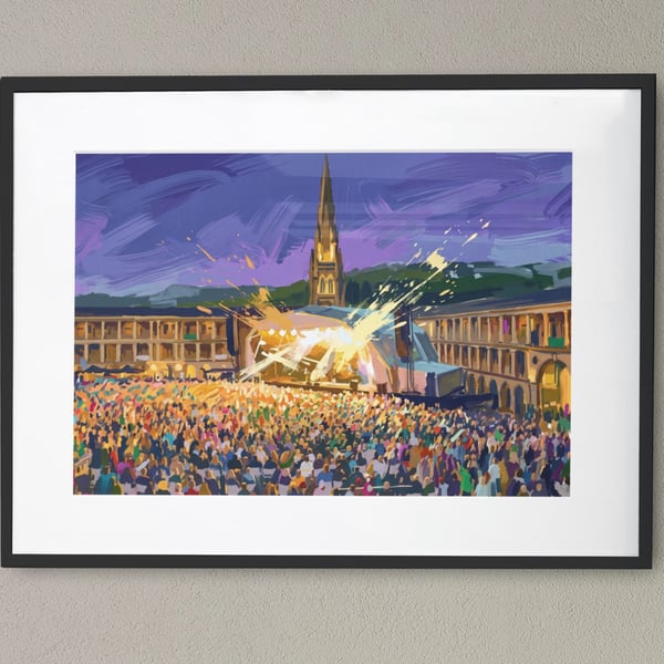 A3 Framed (choice of colours) Concert Night at Halifax Piece Hall Art Print