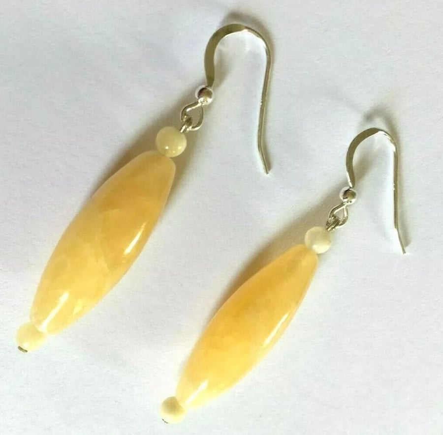 Honey Quartz Dangle Earrings on Sterling Silver Wires