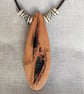 Upcycled Wood Pendant Necklace with Natural Bark Inlay Reclaimed Wood Jewellery