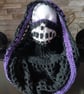 Crocheted Badlands Hood Distressed Hooded Shawl Style Wrap - Purple - Image 1