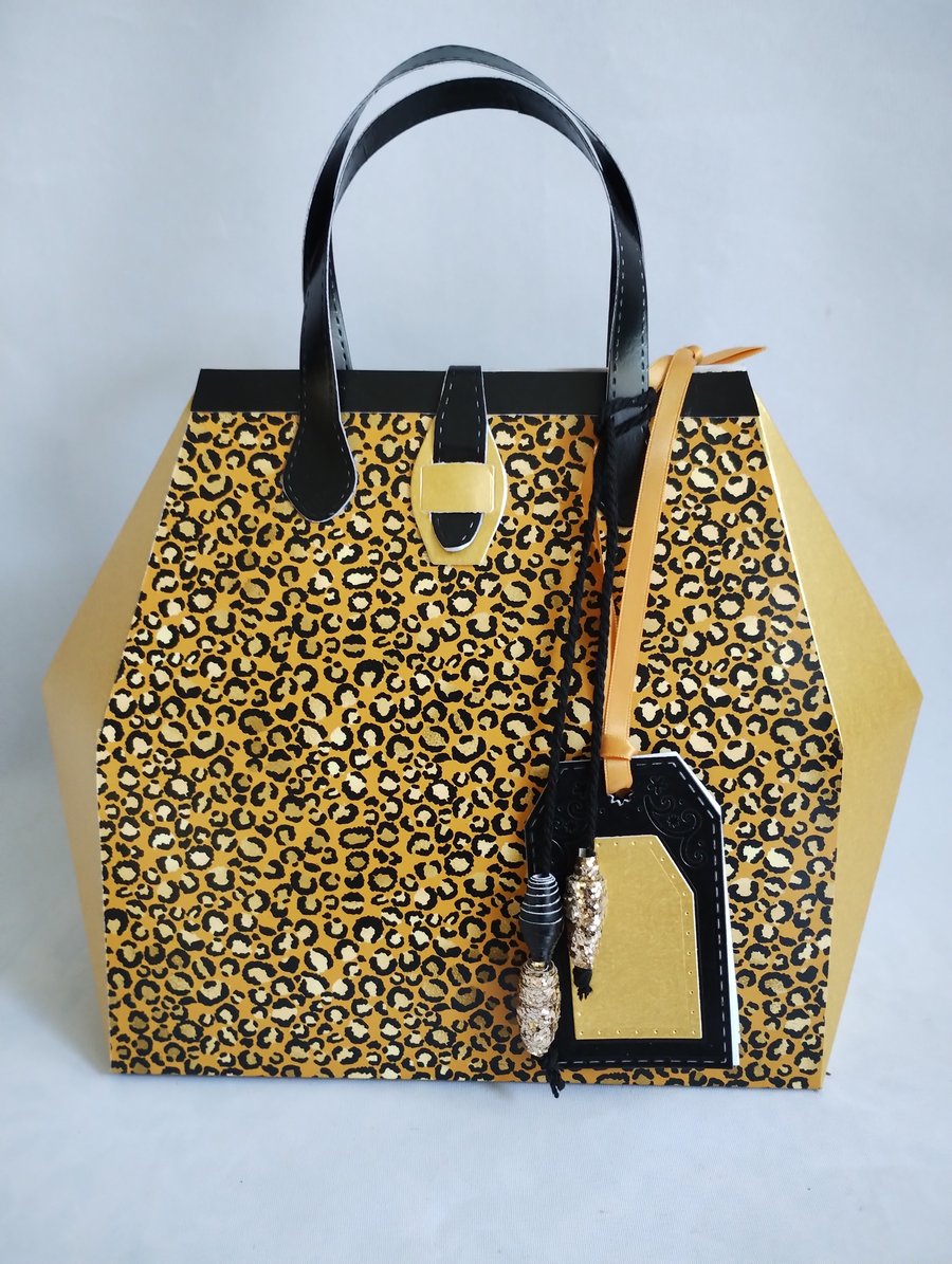 Golden Leopard Print - Retro 1950s handbag Style Keepsake Gift Box 