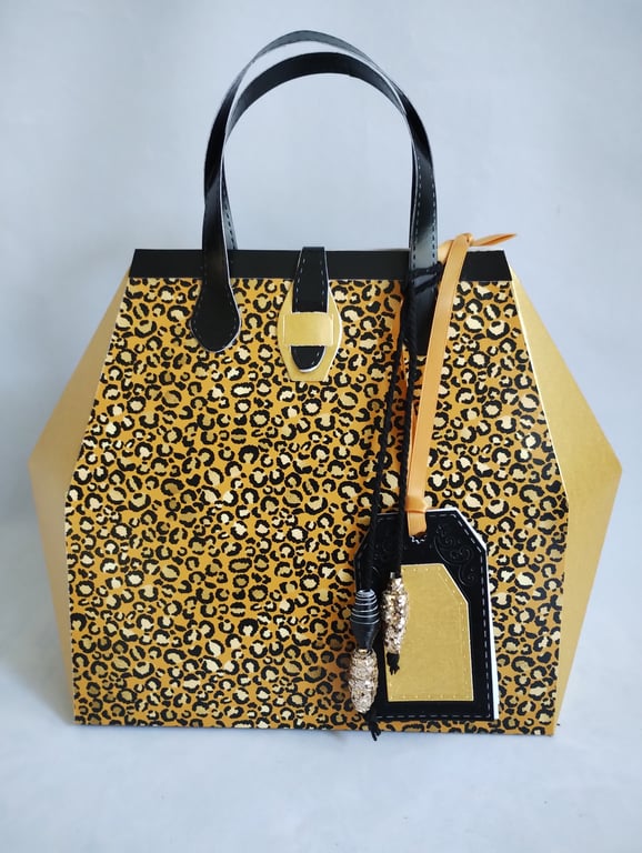 Golden Leopard Print - Retro 1950s handbag Style Keepsake Gift Box 