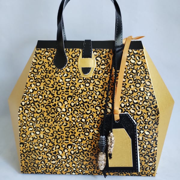 Golden Leopard Print - Retro 1950s handbag Style Keepsake Gift Box 