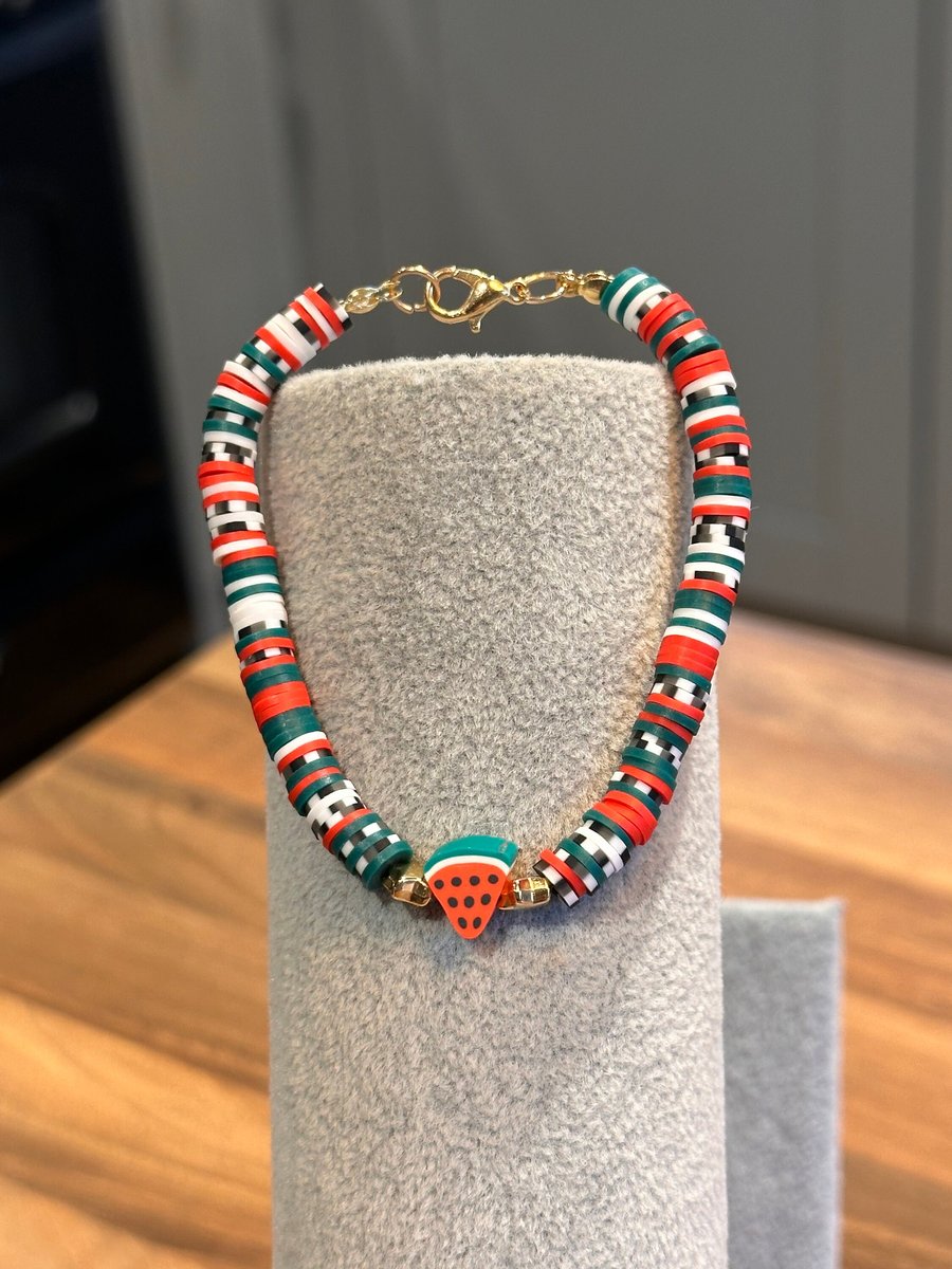 Unique Handmade bracelet with charms - fruity watermelon