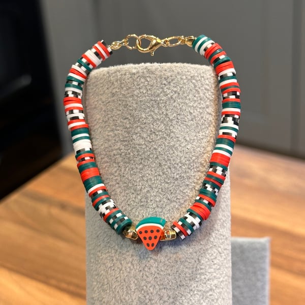 Unique Handmade bracelet with charms - fruity watermelon