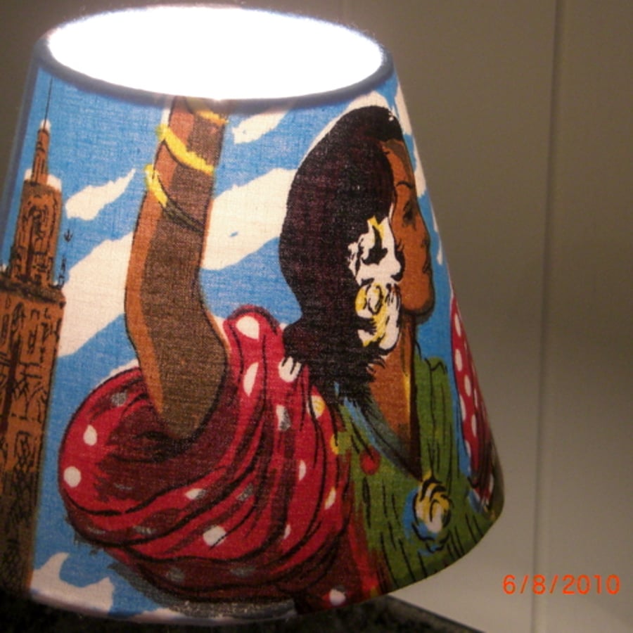 'Spanish Dancers' small unique fabric covered lampshade