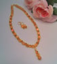 Sparkly Topaz and Amber Coloured Glass Bead Necklace and Earrings Set - Image 10