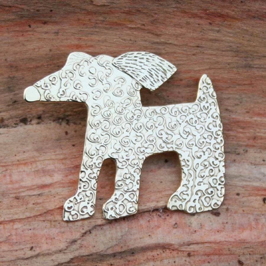 curly coated dog brooch