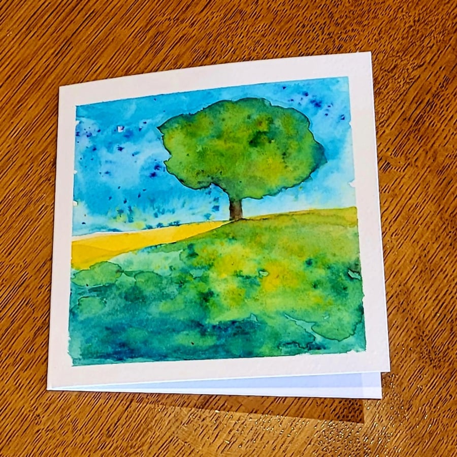Tree study 2 handpainted greeting card 