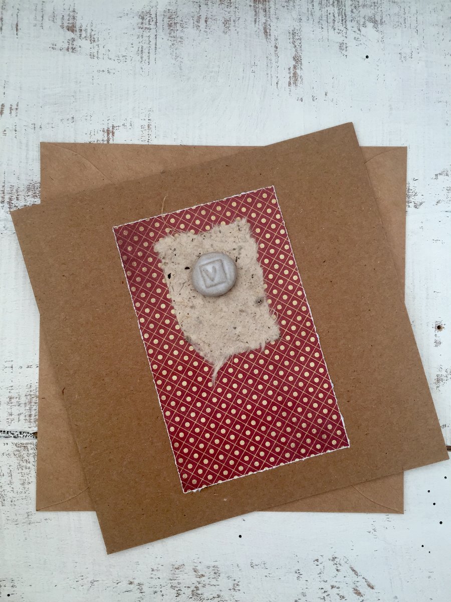 Handmade ceramic Gift card, blank greetings card, ceramic design 