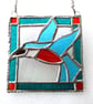 Sold 261016 t Kingfisher Framed Stained Glass Suncatcher Tile  - Image 4