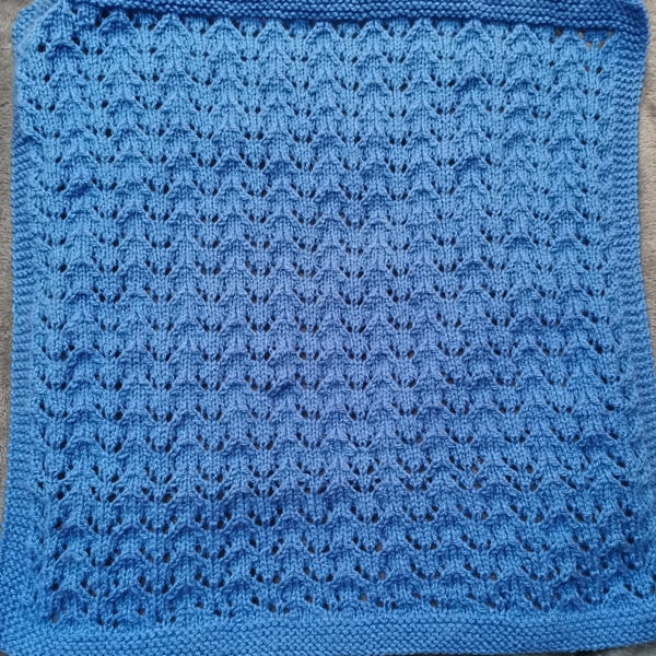 Hand Knitted Blue Pet Blanket, Cat Blanket 