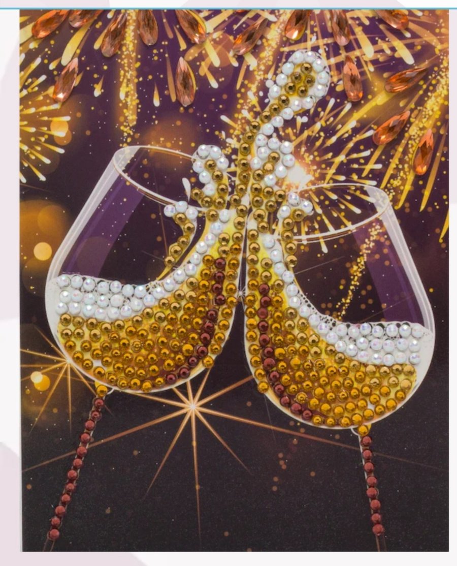 Champagne glasses crystal art card kit