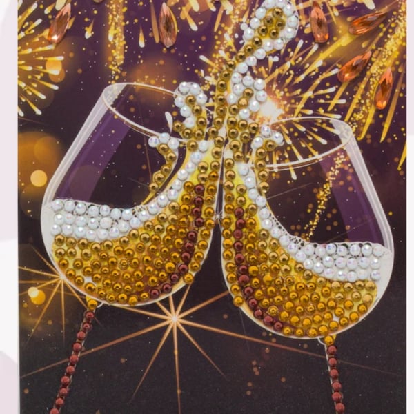 Champagne glasses crystal art card kit
