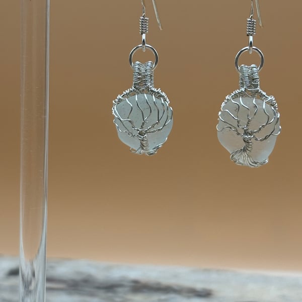 Tree of Life Scottish sea glass earrings