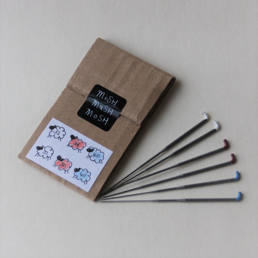 Mixed pack of six triangular barbed felting needles (2 of each 32, 36,40 gauge)
